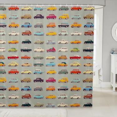 Imagem de Feelyou Cortina de banheiro de carro 183 x 213 cm com desenho animado para crianças, meninos, meninas, decoração de carro de corrida, velocidade, esportes, carro, banheiro, conjunto de cortina de