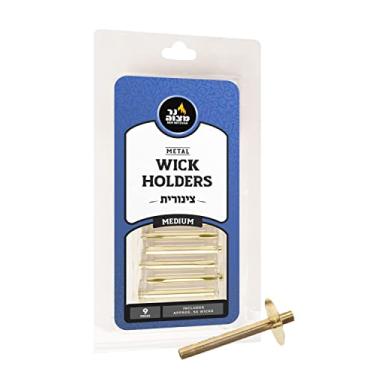 Imagem de Conjunto de suporte de pavio de metal – 9 suportes e 50 absorventes de algodão revestidos com cera – fica em copo de óleo completo para segurança ideal e tempo de queima – Tzinores da Ner Mitzvah, Medium, 1