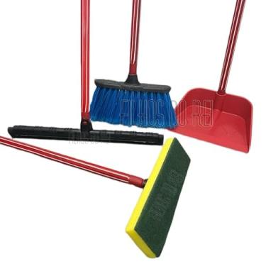 Imagem de kit Vassoura, Rodo Grande Duplo, Pa de lixo e Lava Azulejo
