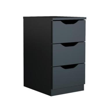 Imagem de Gaveteiro Workspace 3 Gavetas Preto - Mobly