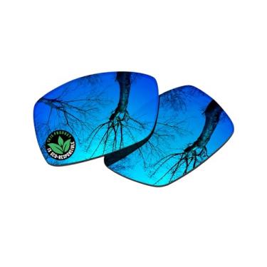 Imagem de Raydi Lentes de reposição de policarbonato para óculos de sol retangulares Costa Del Mar Cat Cay - Espelhado azul gelo - Polarizado