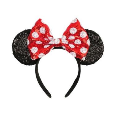 Imagem de Tiara Grande De 7 Polegadas Disney Mickey Minnie Com Laço De Lantejoul