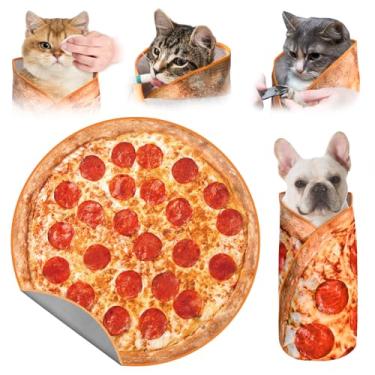 Imagem de MASHDE Envoltório grande de 80 cm para cortar unhas, envoltório autoadesivo para cães e gatos, cobertor macio de pizza para animais de estimação, presentes para cuidados multifuncionais, medicamentos