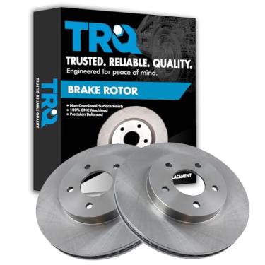 Imagem de TRQ Conjunto de par de rotores de freio a disco dianteiro para Chevy Equinox 2005-2006 / Pontiac Torrent 2005-2006 / Saturn Vue 2002-2007