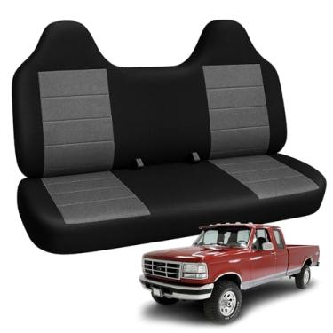 Imagem de Kistrba Capa de assento de caminhão compatível com Ford F-150 F-250 F350 1992-1998 banco sólido dianteiro/traseiro com apoios de cabeça moldados e sem apoio de braço central, XL/XLT/Eddie Bauer/Nite