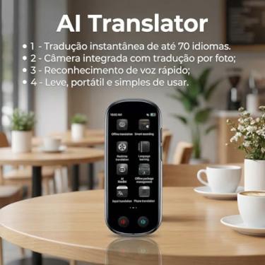 Imagem de Dispositivo Tradutor de Idiomas, Tradução Bidirecional em Tempo Real, Voz Instantânea, Offline, Suporta 138 Idiomas, Gravação e Tradução de Fotos, Tela Sensível ao Toque HD, Tamanho de Bolso