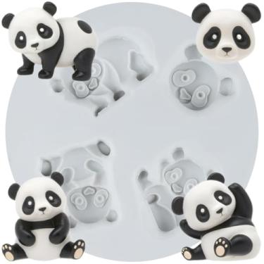 Imagem de MYPRACS Molde de silicone para fondant de panda para decoração de bolos de açúcar, topo de cupcake, pasta de goma de chocolate, argila de polímero