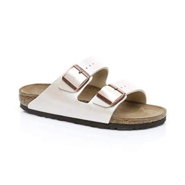 Imagem de Birkenstock Sandália unissex Arizona BS Birko-Flor graciosa pérola branca 10 W / 8 M EUA, Gracioso pérola branca, 10 Narrow Women/8 Narrow Men