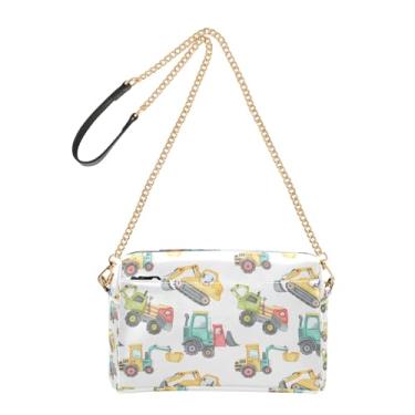 Imagem de Joitme Linda bolsa tiracolo de desenho animado de veículos de construção para mulheres, bolsa de celular bolsa de ombro de couro sintético com alça de corrente