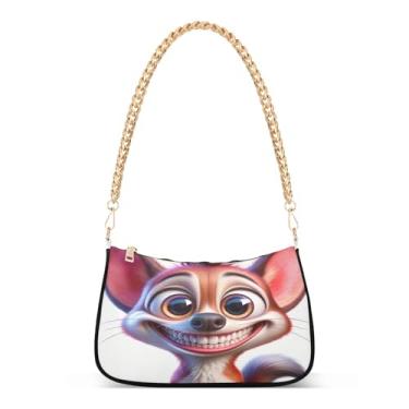 Imagem de Bolsa de ombro bege fofa de animal de desenho animado, bolsa de mão Hobo média para mulheres, bolsa clutch moderna para todos os dias e festas