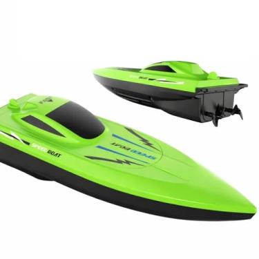 Imagem de Barco De Controle Remoto Elétrico Infantil Brinquedo2.4G Lancha Hélice Dupla de Alta Velocidade