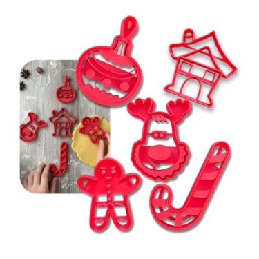 Imagem de NEO Impressão 3D - Kit 5 Cortadores de Natal - Vermelhos, Redondos, Bonecos de Neve