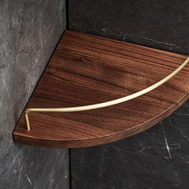 Imagem de Prateleira de chuveiro 2021 Cremalheira de parede criativa em forma de leque de madeira em forma de leque, prateleira de canto de banheiro, estante de sala de estar, suporte de chuveiro