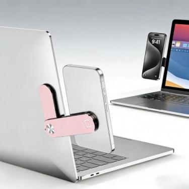 Imagem de Suporte multifuncional para borda de laptop, suporte de telefone ajustável ouro rosa para configuração de tela dupla