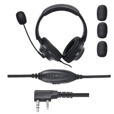 Imagem de stdgove Fone de ouvido Walkie Talkie sobre a orelha, redutor de ruído, fone de ouvido com microfone Ptt Boom para Baofeng Retevis Sancom Kenwood uv5r uv 5r uv-5r rt21 rt22 rádio de 2 pinos (protetores