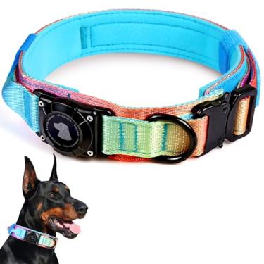 Imagem de Coleira AirTag impermeável para cães 2026, coleira tática militar com suporte para AirTag, alça de controle confortável e fivela de metal, suporte de coleira GPS para cães de médio a grande porte