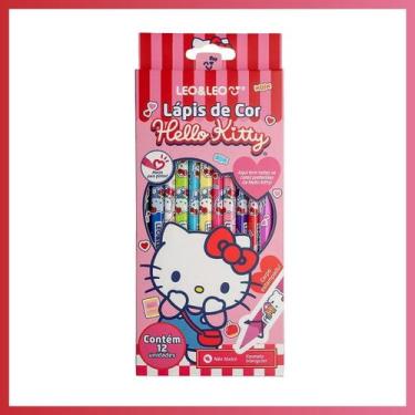 Imagem de Lápis de Cor Escolar 12 Cores Decorado Hello Kitty Gatinha Leo & Leo -