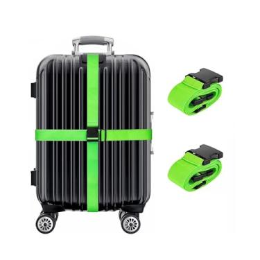 Imagem de Pacote com 2 alças de bagagem, cinto de viagem ajustável de 200 cm de comprimento para homens e mulheres acessórios de viagem (verde)
