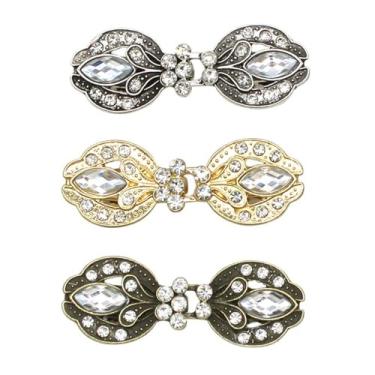 Imagem de Chamvino 3 peças femininas vintage diamante cardigã colar clipe xaile capa fivela pode ser usado como acessório de suéter com clipe de aperto de vestido, Zinco, Cristal