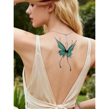 Imagem de Tatuagem minimalista multicolorida borboleta dopamina presente de festa dia dos namorados, presentes de carnaval, ombro, clavícula, barriga, temporária, impermeável, tatuagem, adesivos, 1 pacote