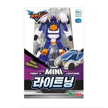 Imagem de T.O.B.O.T. V Mini Lightning Transforming Robot Toy – 2-in-1 Robot & Futuristic Car Figure Set 라이트닝