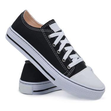 Imagem de Tênis Feminino All Colors Cano Baixo Casual, 36, Preto
