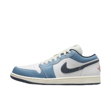 Imagem de Nike Tênis masculino Air Jordan 1 Low SE, Branco/Armory Navy/Aegean Storm, 4