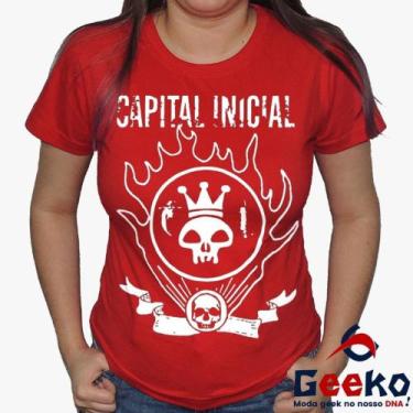 Imagem de Baby Look Capital Inicial 100% Algodão - Rock - Geeko, Vermelho, M