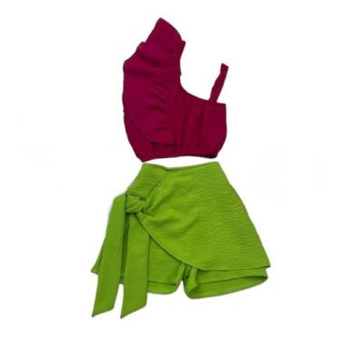 Imagem de Roupa De Menina Cropped E Short Saia Novidade Coleção Verão - AK FASHI