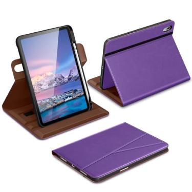 Imagem de DTTO Capa para iPad A16, iPad 11ª/10ª geração (2025/2022), capa fólio de couro premium com rotação de 360 graus com suporte para lápis, roxo claro