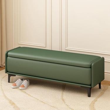 Imagem de End of Bed Storage Bench, Solid Wood Frame, PU Leather Upholstery, Large Storage Capacity, High-resilience Foam Filling, Sturdy Legs, Suitable for the Bedroom(E,100 * 40 * 40cm/39 * 16 * 16in)