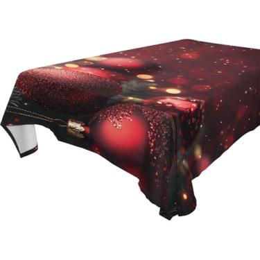 Imagem de Blueangle Toalha de mesa de bola de Natal – Toalha de mesa retangular de poliéster impermeável e resistente a manchas para ambientes internos e externos, 152 x 304,8 cm (140)
