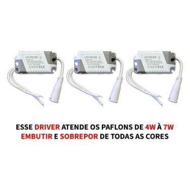 Imagem de 3 Driver Led Reator Fonte Para Plafon 4W A 6W (7W) Bivolt - Speed