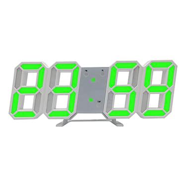 Imagem de Relógio de Parede LED 3D Digital Mesa Multifuncional com Display Temperatura Tela Grande Despertador para Casa Sala Estar Escritório Armazém