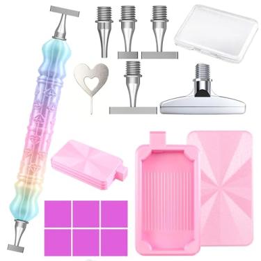Imagem de Caneta de arte de diamante, inclui 1, 3, 6, 9, pontas de aço rosqueadas e bandejas de pintura de diamante com tampas, acessórios de arte de diamante e ferramentas para contas de pintura de diamante 5D