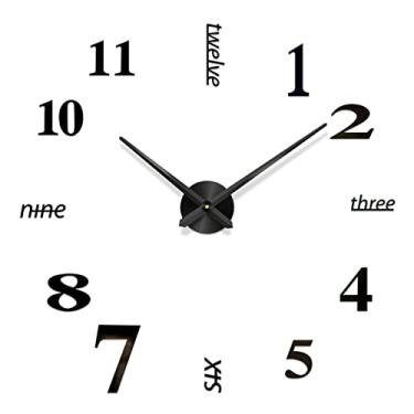 Imagem de Relógio de Parede 3D Grande Sem Moldura Adesivo DIY Espelho Silencioso Moderno para Decoração Sala Estar Quarto e Escritório Tamanho Ajustável