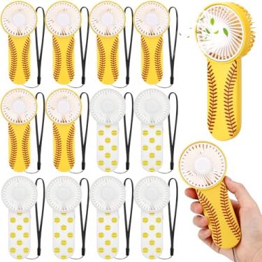 Imagem de WILLBOND 12 peças mini ventilador portátil de softball, pequenos ventiladores pessoais portáteis com cordão para presente de equipe de softball, saco de brindes, festa esportiva ao ar livre, bateria