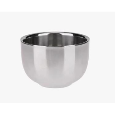 Imagem de Tigela de espuma de limpeza e barbear de aço inoxidável com interior liso, estrutura durável e uso diário confortável