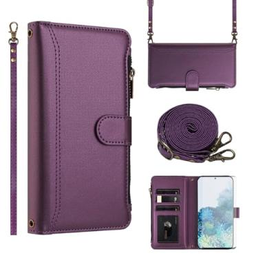 Imagem de Asuwish Capa de telefone para Samsung Galaxy S20 Plus S20+ 5G capa carteira com protetor de tela de vidro temperado transversal de couro flip zíper suporte para cartão celular S20+5G S20plus 20S + S2O