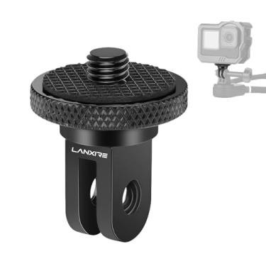Imagem de LANXIRE Adaptador de tripé de câmera de alumínio 1/10.2 cm-20 suportes adaptadores de conversão compatíveis com câmeras de ação Gopro Insta360 e outros acessórios padrão de 1/4, adaptador de montagem