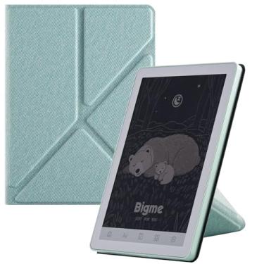 Imagem de BOZHUORUI Capa para e-Reader Bigme B6 | Adsorção magnética | Fina e leve | Capa com suporte de origami de couro PU com hibernar/despertar automático (verde sálvia)