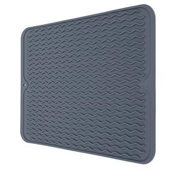 Imagem de Naroote Tapete de Secagem de Pratos Eco de Borracha Flexível Resistente Ao Calor para Bancada de Cozinha Almofada Antiderrapante (Azul)
