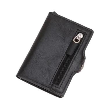 Imagem de Carteira De Couro Com Bloqueio RFID Em Fibra De Carbono Para Homens, E