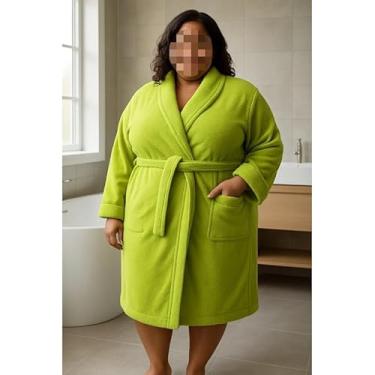 Imagem de Roupão Adulto Unissex 100% Algodão – Atoalhado Manga Curta, Ideal para Casa, Relaxamento e Após Banho (VERDE MENTA)