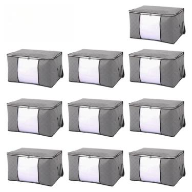 Imagem de Caixa Saco Organizador Grande Edredom Cobertor Casaco Guarda(10PCS-48L-Cinza)
