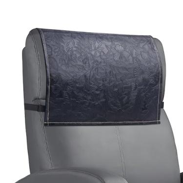 Imagem de Haecsfl Protetor de encosto de cabeça reclinável, impermeável, antiderrapante, capa de encosto de cabeça reclinável de couro para sofá, móveis, sala de estar, cadeira de escritório (1 preto esculpido)