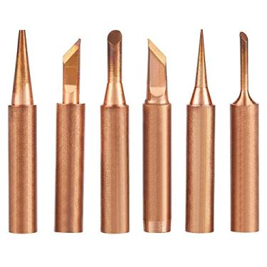 Imagem de Conjunto de 6 peças de pontas de ferro de solda de cobre sem chumbo para 936 estações de solda Pontas de solda não magnéticas de alto desempenho K SK 1C 3C B I Formas para reparo