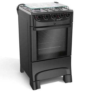 Imagem de Fogão 4 Bocas a Gás Mueller com Acendimento Automático e Forno 48L Preto Fosco Bivolt - MFI4BB