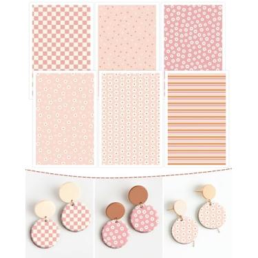 Imagem de Papel de transferência de argila de polímero margarida – 18 peças de folhas de transferência de argila guingão de flor de primavera para fabricação de joias de brincos