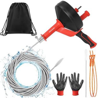 Imagem de DEWINNER Eixo helicoidal de drenagem, cobra de drenagem com adaptador de broca, cobra de encanamento flexível de 10 m / 33 pés Use manualmente ou alimentado para cozinha, banheiro e pia de chuveiro